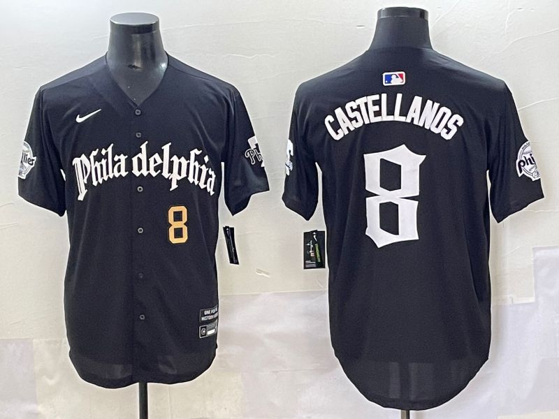 Men 2025 Philadelphia Phillies #8 Castellanos Black Five generations Joint Name Nike MLB Jersey style 3->philadelphia phillies->MLB Jersey
